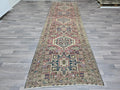 Vintage Oushak Wool Runner Rug: Hand-Knotted Turkish Hallway Carpet (3.85x12.10 ft)