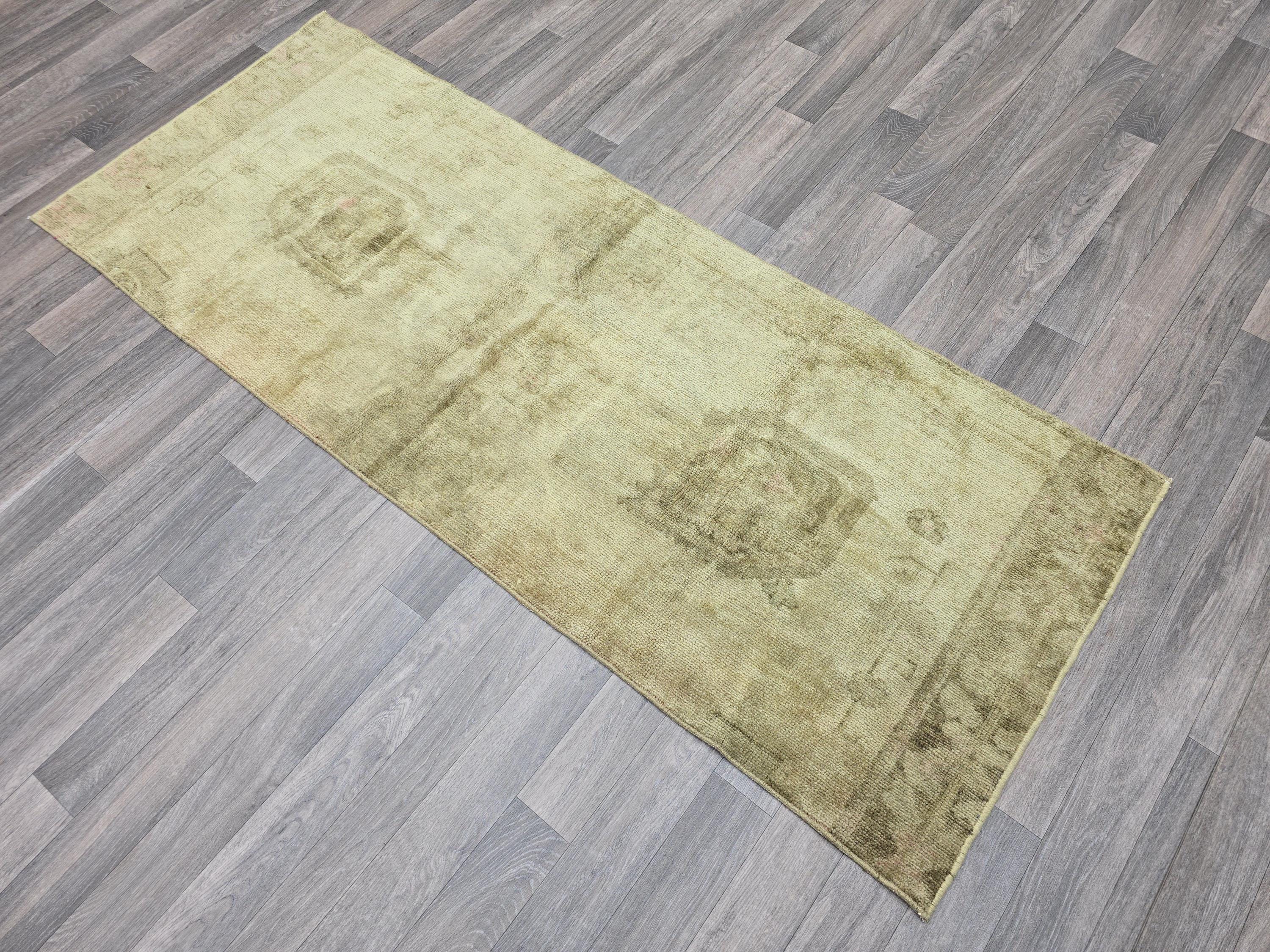 3x7 Neutral Vintage Oushak Runner //2.6x6.70 feet