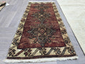 Vintage Turkish Wool Rug 2x3: Brown Beige Oushak Medallion Entry Mat