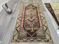 Vintage Turkish Oushak Rug: 20x39 Boho Earthy Entryway Mat
