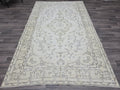 Vintage Turkish Oushak Rug: 5x9 Cream Floral Wool Carpet