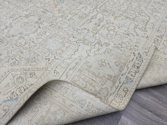 9x12 Vintage Handwoven Neutral Beige Large Area Rug – 9.28x12 ft Turkish Bohemian Carpet