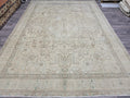 9x12 Vintage Heriz Rug: Neutral Oriental Wool, Large Area Rug