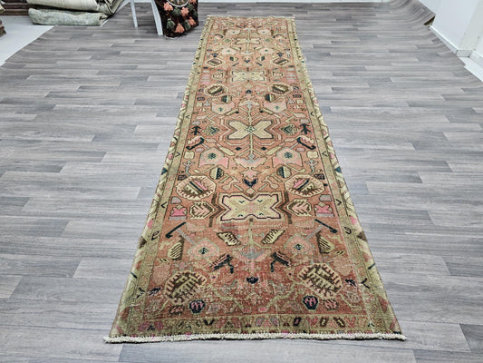 Vintage Runner / 3.30x12.15 feet / Hand Knotted Wool High Quality Antique Runner - Vintage Runner for Wide Hallway and Kitchen circa 1950's