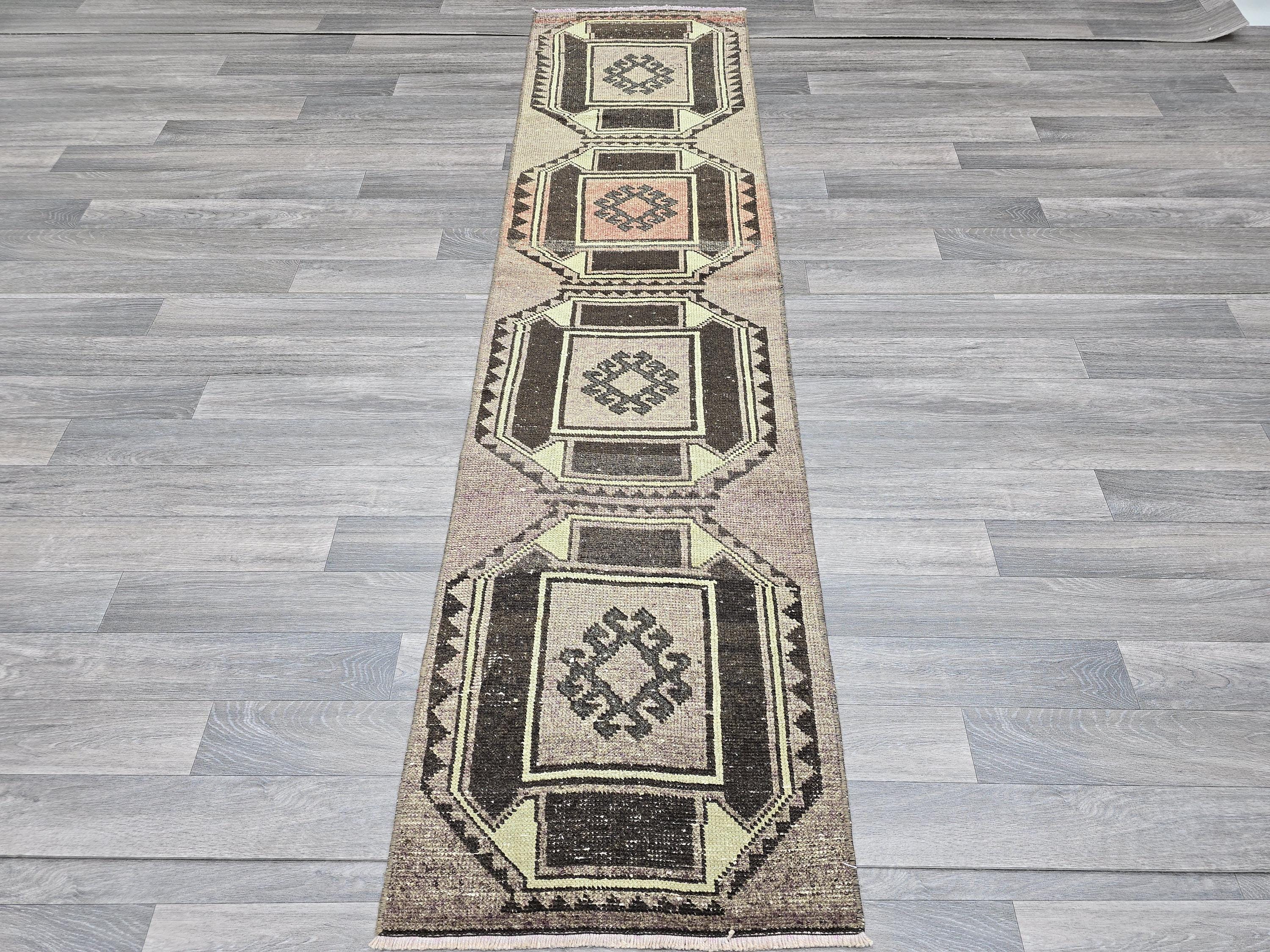 Vintage Turkish Runner Rug 2x7: Handwoven Boho Hallway Rug