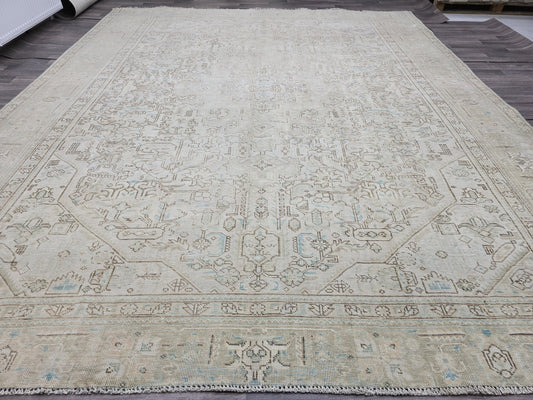 Classic Vintage Neutral Turkish Area Rug //9.60x11.75 feet
