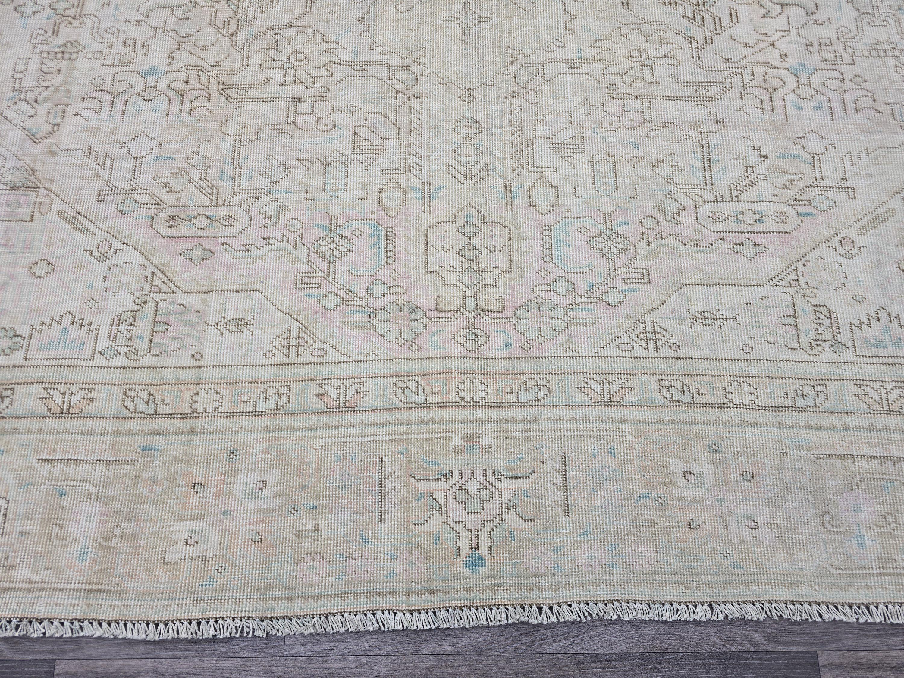 Classic Vintage Neutral Turkish Area Rug //9.60x11.75 feet