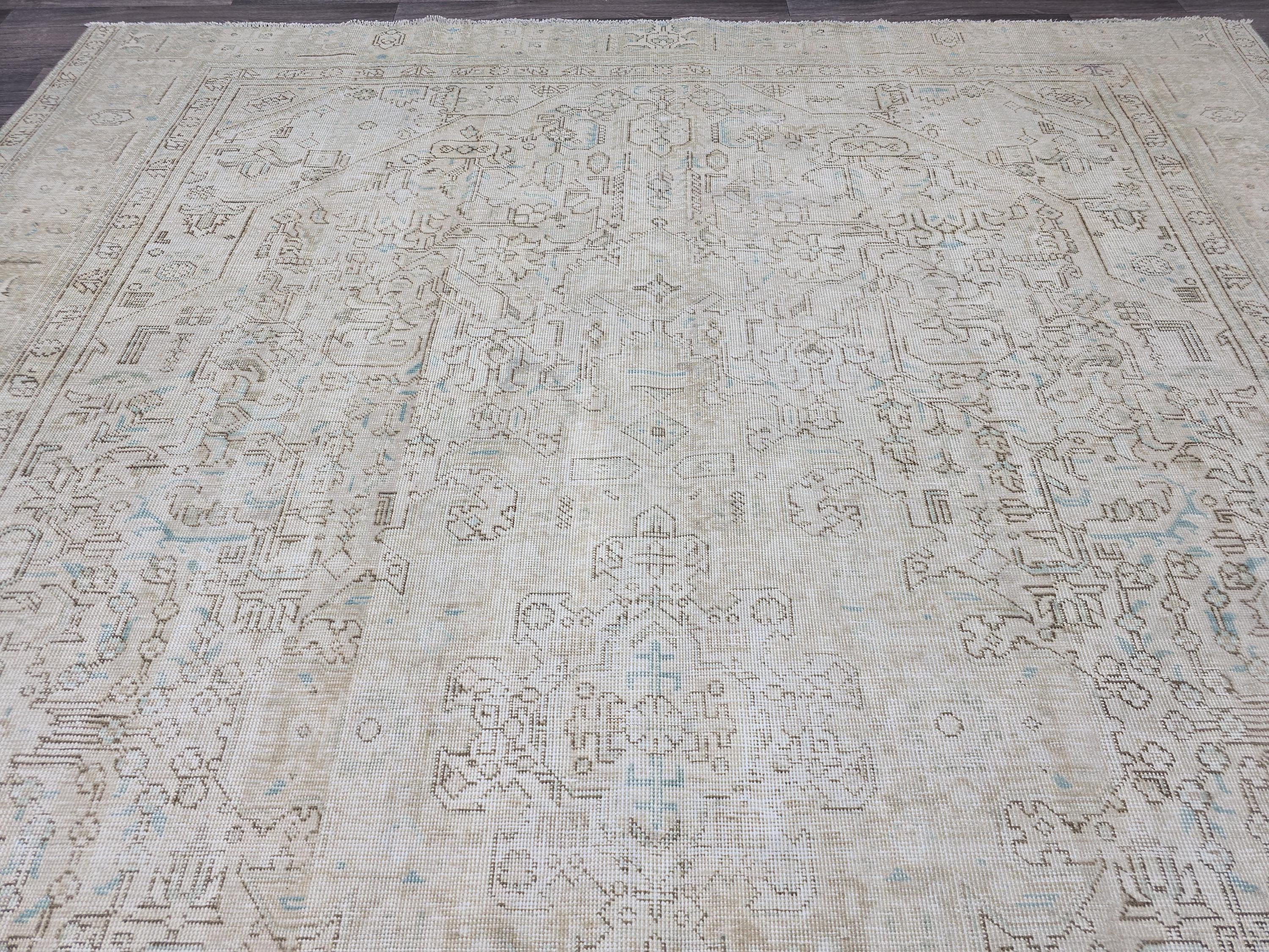 Classic Vintage Neutral Turkish Area Rug //9.60x11.75 feet