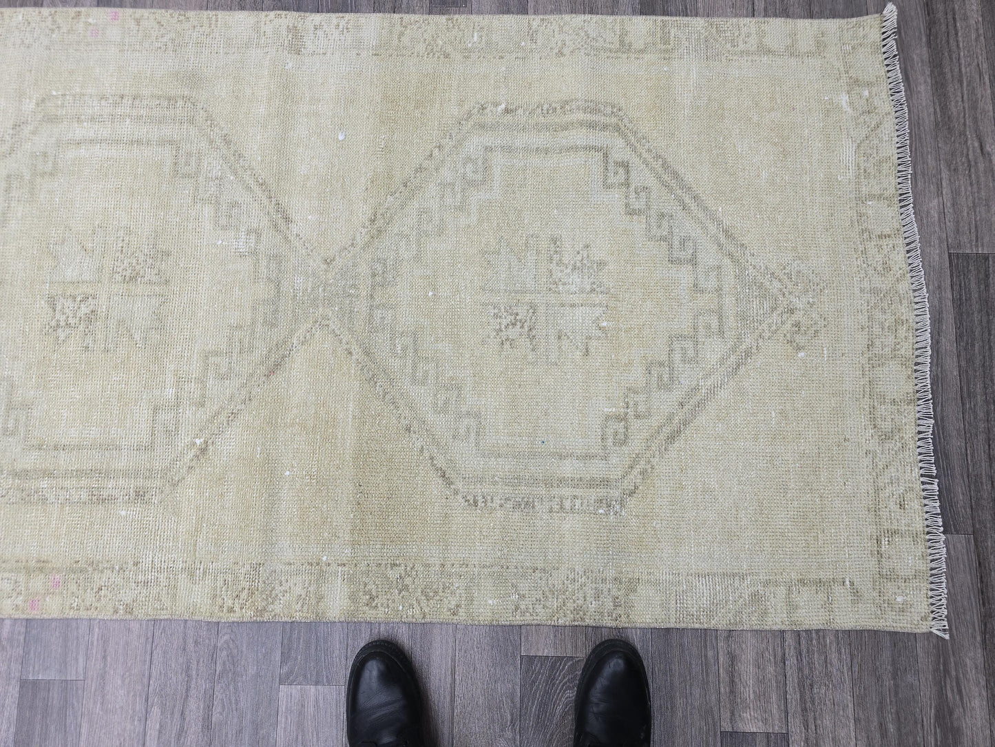 3x13 Vintage Turkish Runner Rug 3x13 ft Muted Oushak Hallway Runner Beige Cream Wool Rug Extra Long Runner Carpet