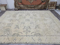 Oversized Turkish Oushak Rug 9x12: Neutral Beige Brown Wool Carpet