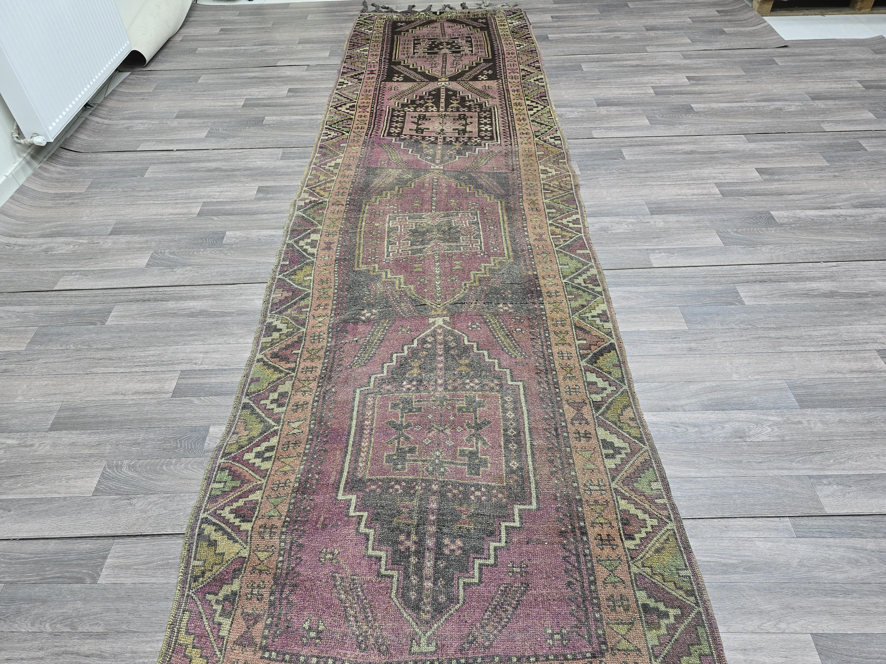 Antique Oushak Runner Rug 4x13