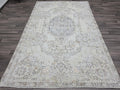Vintage Cream Oushak Rug 5x9: Muted Persian Style Wool Carpet
