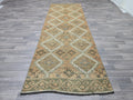 Vintage Turkish Oushak Runner Rug: Handknotted Wool Hallway Rug (4x11)