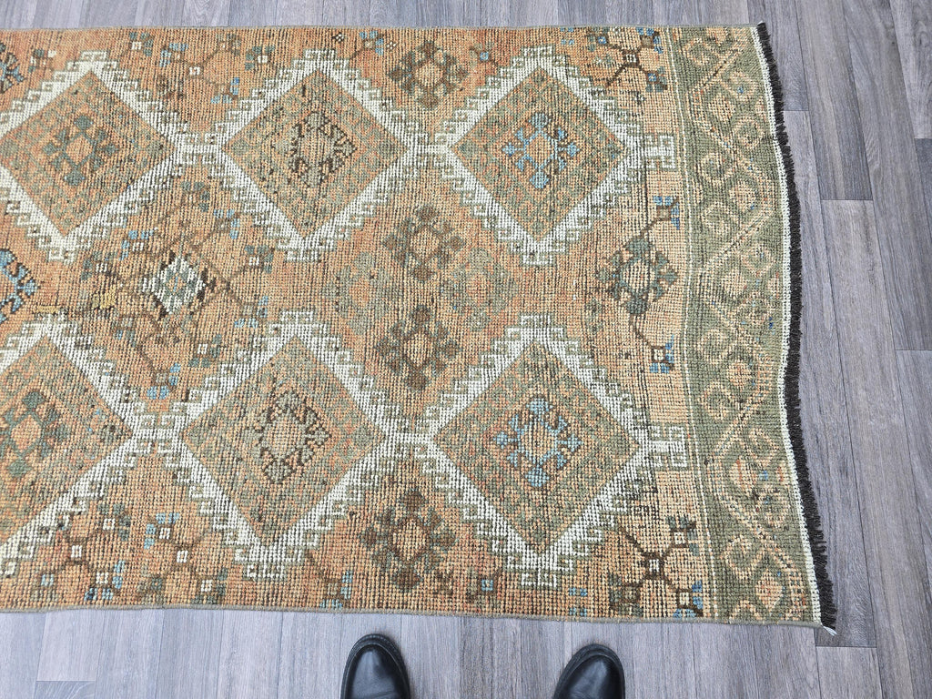 Vintage Turkish Oushak Runner Rug: Handknotted Wool Hallway Rug (4x11)