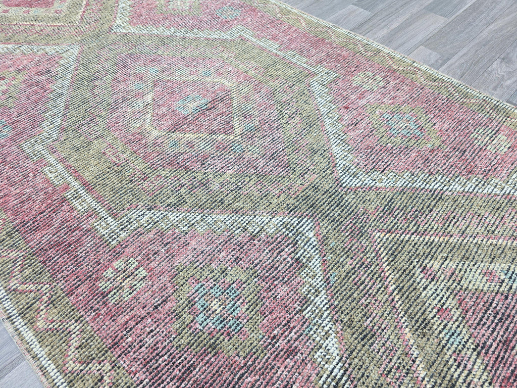 Vintage Turkish Oushak Runner Rug: Hand-Knotted Wool Hallway Rug