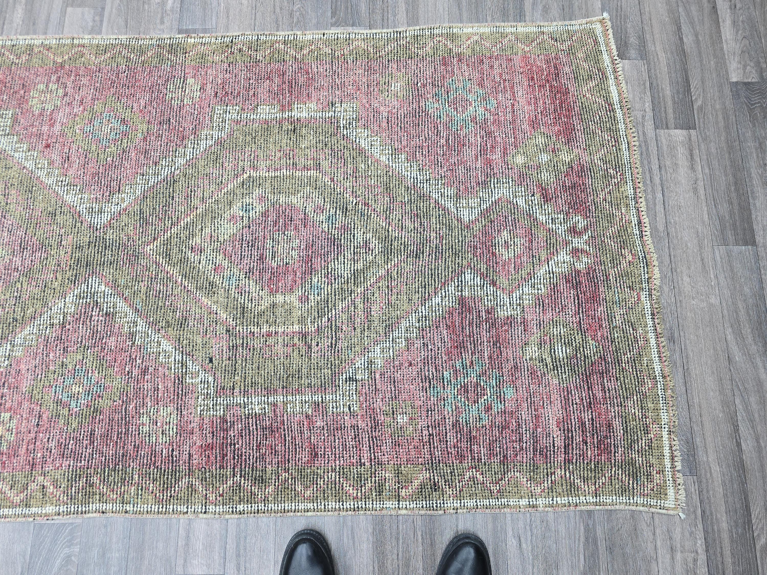 Vintage Turkish Oushak Runner Rug: Hand-Knotted Wool Hallway Rug