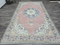 Vintage Turkish Oushak Rug 6x11: Handmade Wool Medallion Carpet