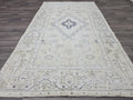 Vintage Turkish Oushak Rug: 4.3x7.7ft Hand-Knotted Wool Rug