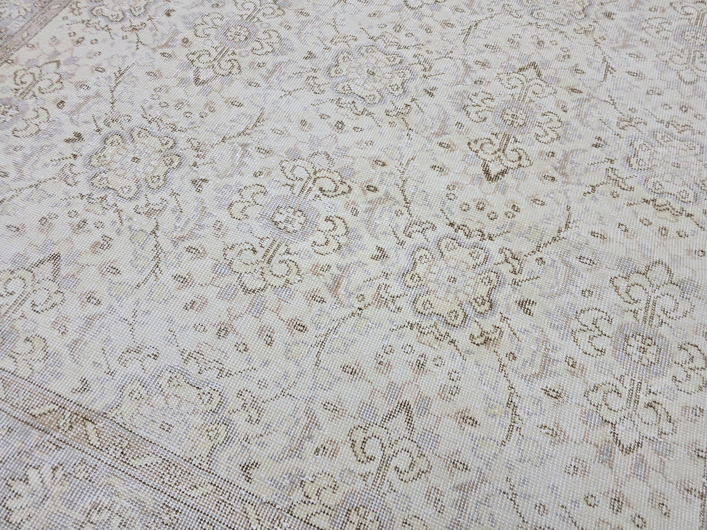 6x10 Vintage Turkish Oushak Rug: Hand-Knotted Wool, Neutral Beige