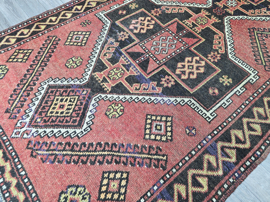 Vintage Turkish Runner Rug: 4x10 Handwoven Wool Oushak Hallway Carpet
