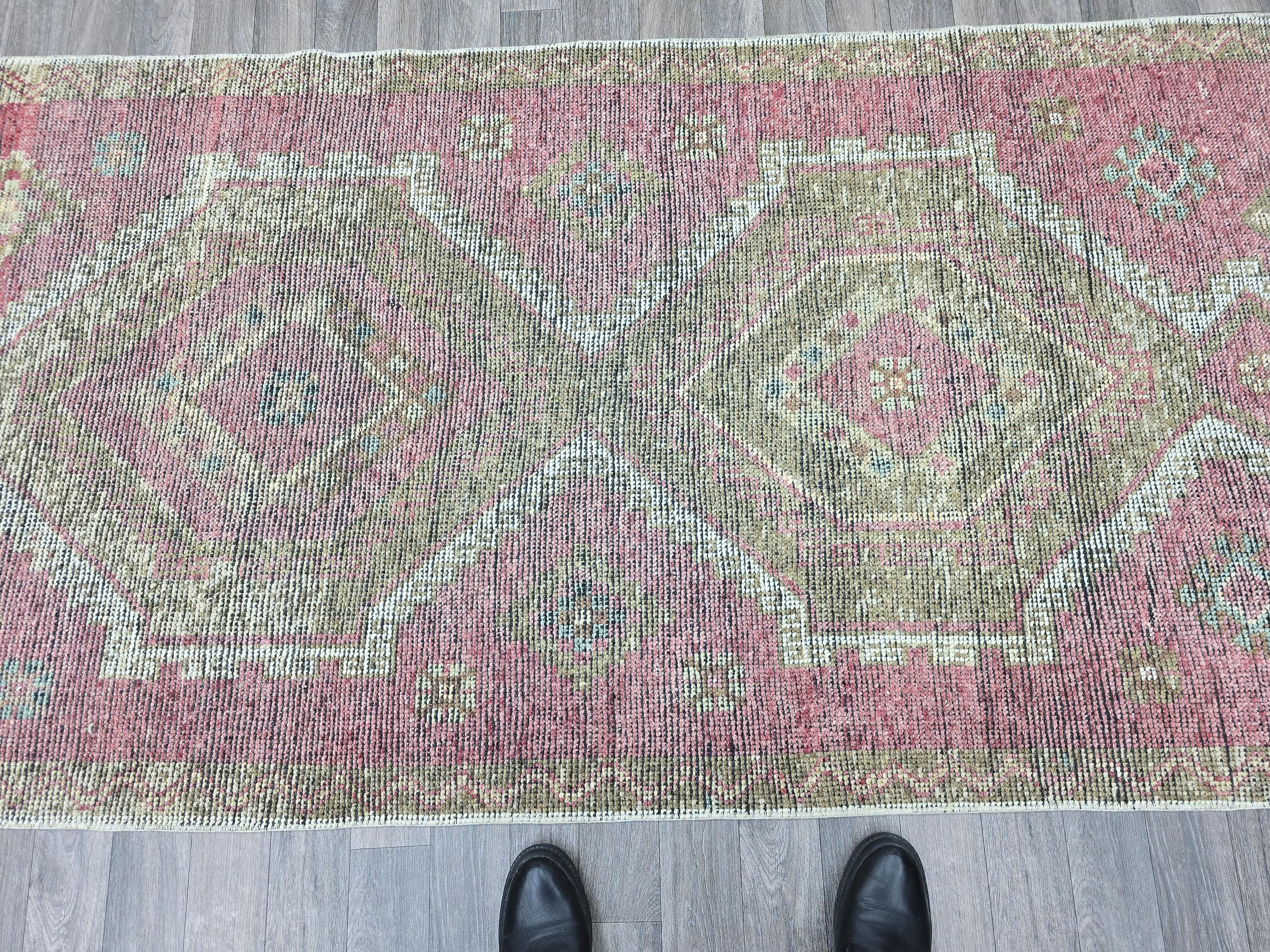 Handknotted Turkish Oushak Runner: 4x11 Wool Hallway Rug