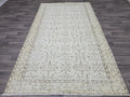 5x9 Vintage Turkish Oushak Rug: Hand-Knotted Wool, Cream Neutral Carpet