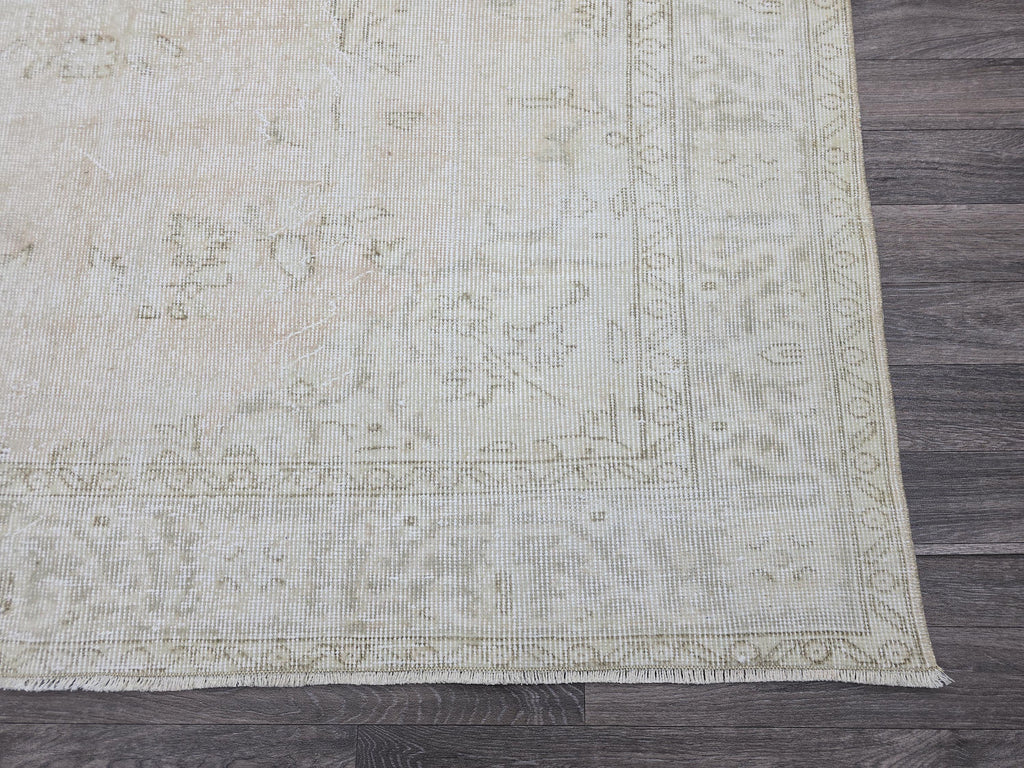 Vintage Oushak Rug 6x10: Handknotted Turkish Wool Carpet