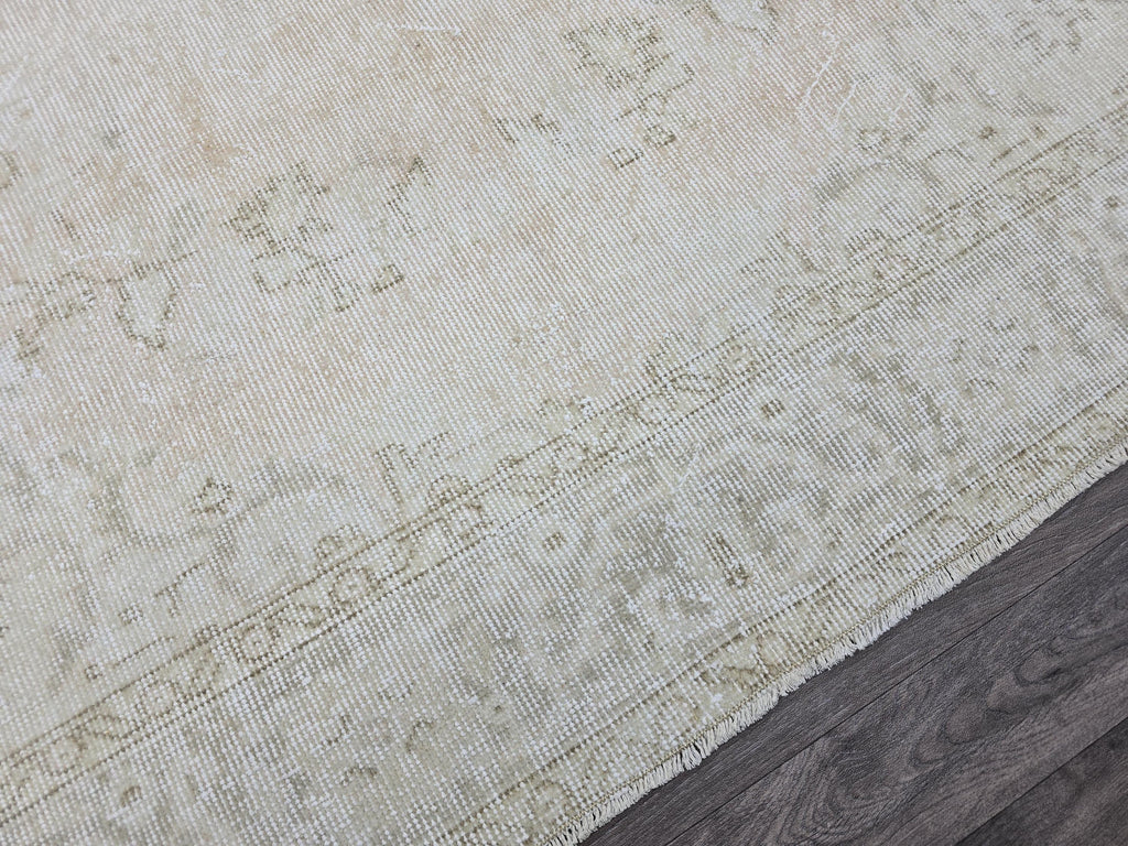 Vintage Oushak Rug 6x10: Handknotted Turkish Wool Carpet