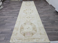 Handwoven Oushak Runner Rug: 3.5x12.7 ft, Neutral Turkish Vintage Rug