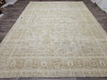 9x12 Geometric Wool Area Rug: Large Muted Turkish Carpet