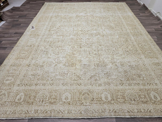 9x12 Geometric Design Neutral Area Rug - Oriental Rug - Natural Organic Wool Rug - Handmade Carpet - Extra Large Muted Turkish Area Rug
