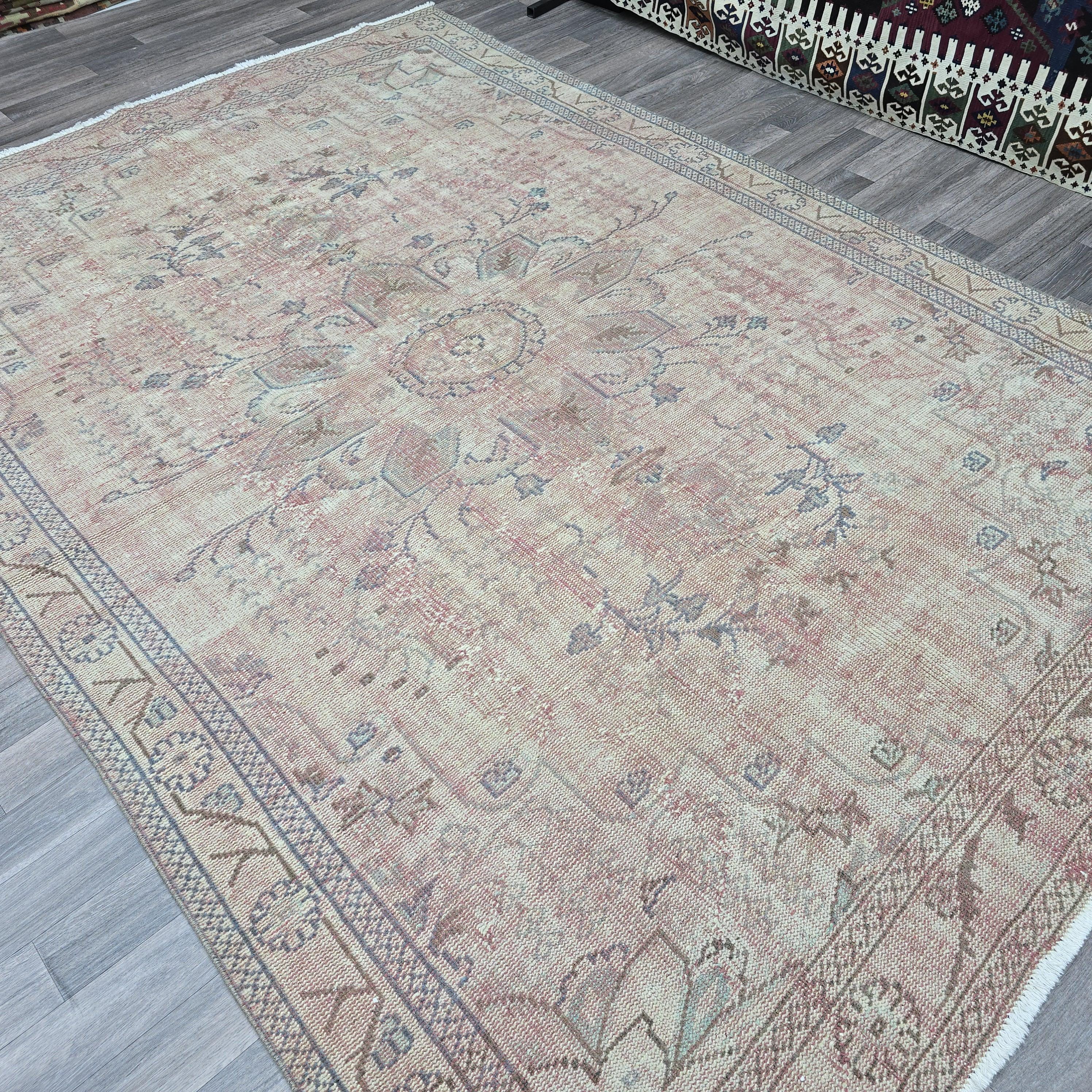 6.70x9.50 feet Vintage Handmade Turkish Rug | Authentic Wool Oushak Rug | Boho Decor Rug | Rug for Office and Lounge Room