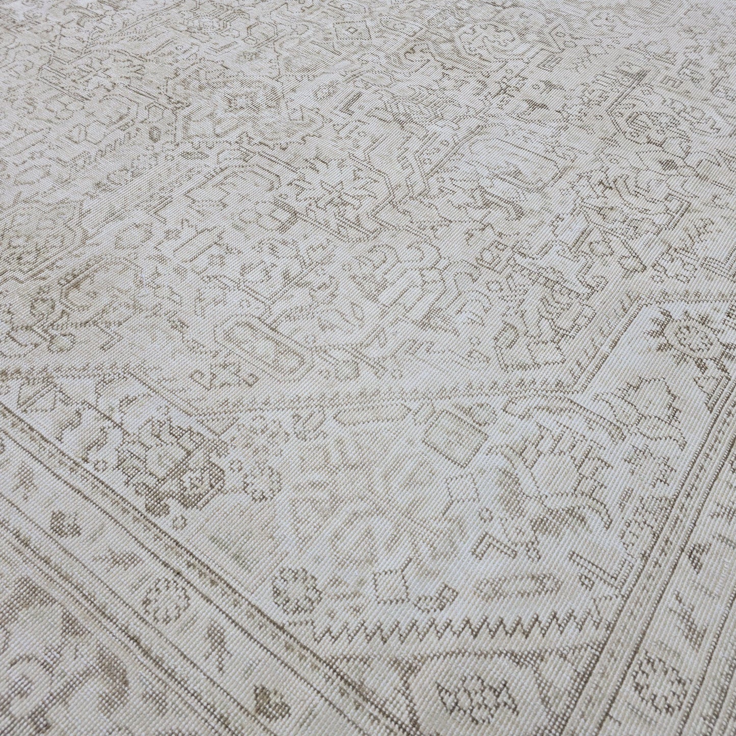 9x12 Hand Knotted Wool Oushak Area Rug/ Neutral Turkish Rug/ Oversize Antique Rug/ Tabriz Rug/ Boho Decor Rug/ Oriental Carpet /Cream Beige