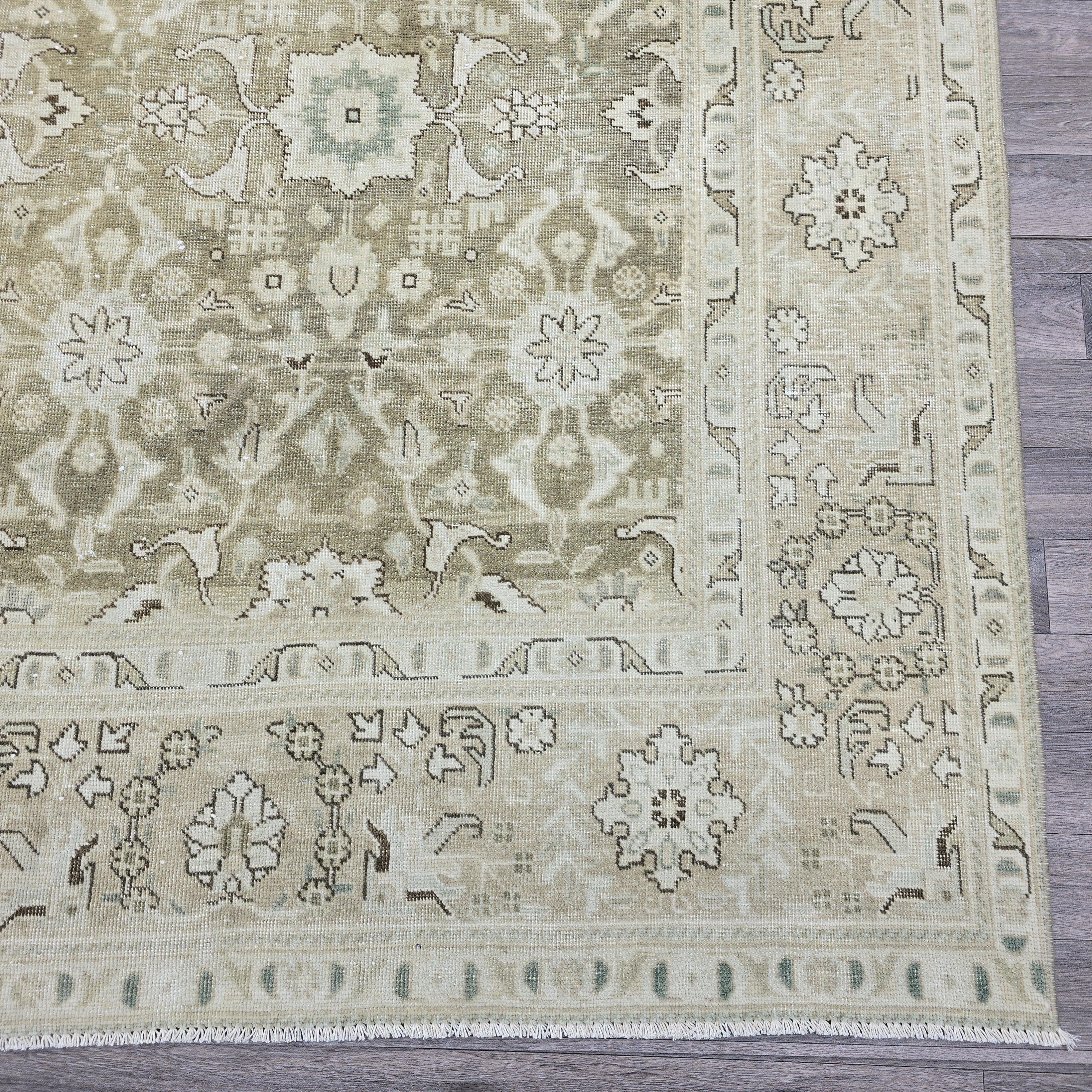 8x10 Vintage Turkish Oushak Rug: Handwoven Wool, Neutral Boho Decor