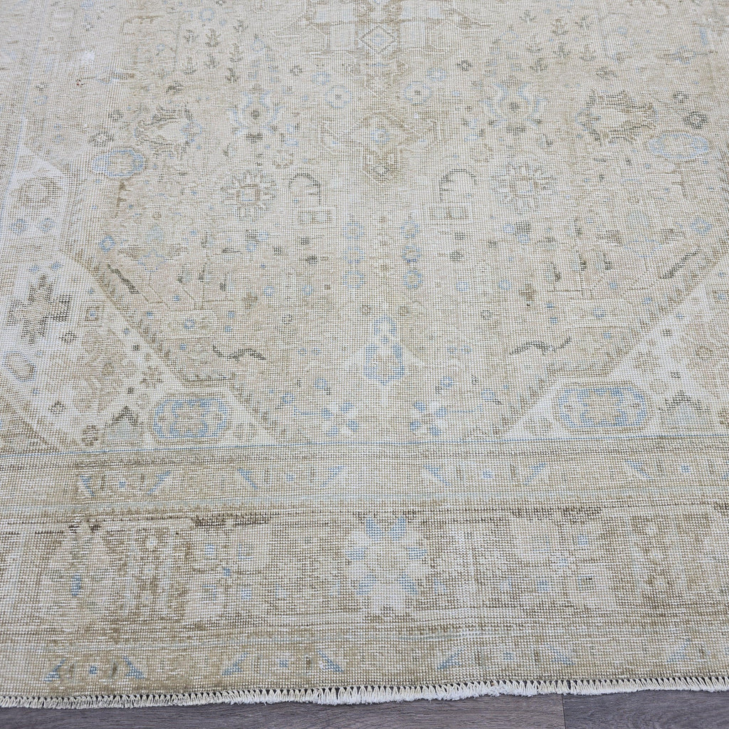 8x11 Hand-Knotted Wool Oushak Rug: Neutral Turkish Design