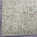 Oushak Rug 9x13: Hand Knotted Wool Area Rug, Distressed Neutral Turkish Carpet (9.4x12.7 ft.)