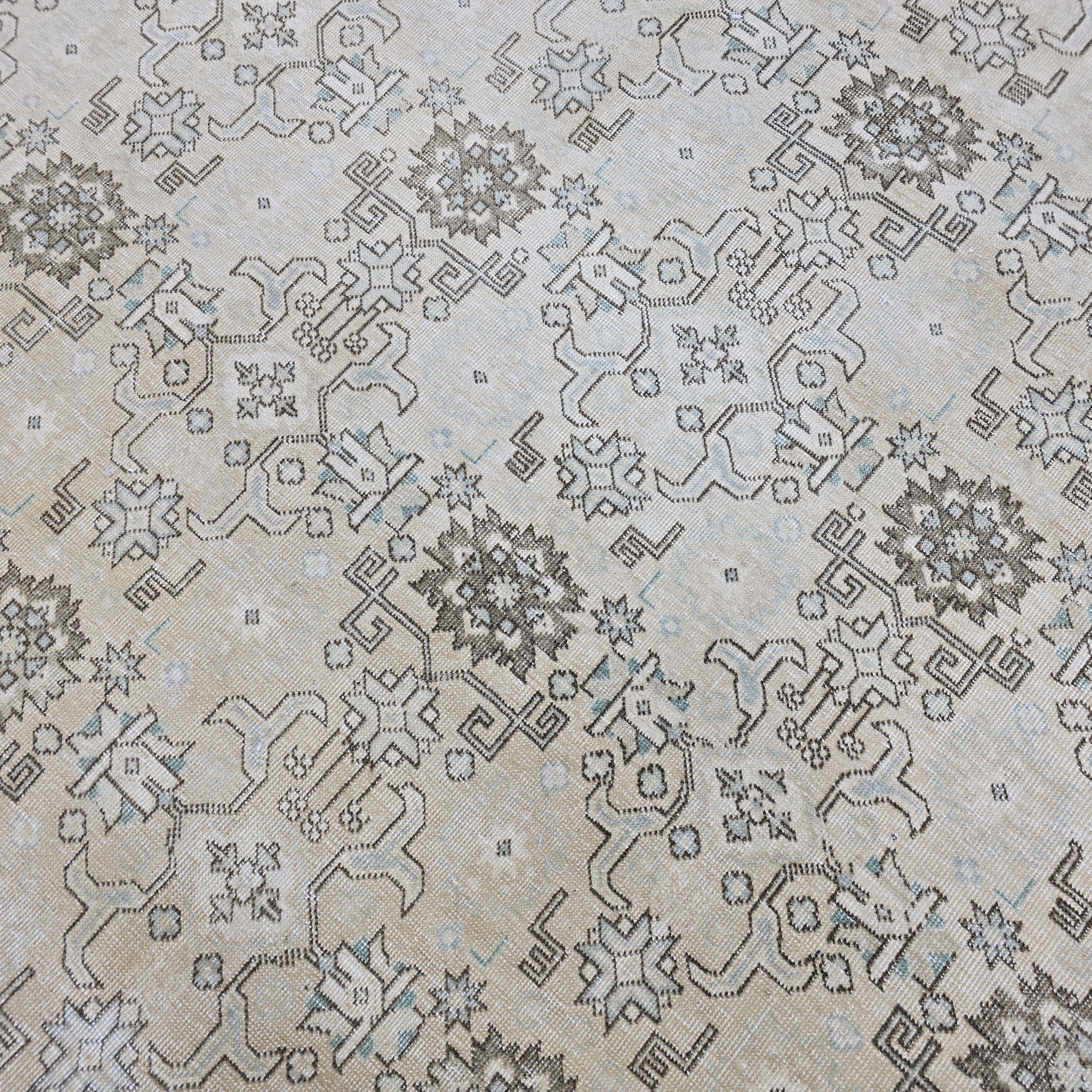 Large Hand-Knotted Turkish Oushak Rug: 9.25 x 13 ft, Neutral Floral