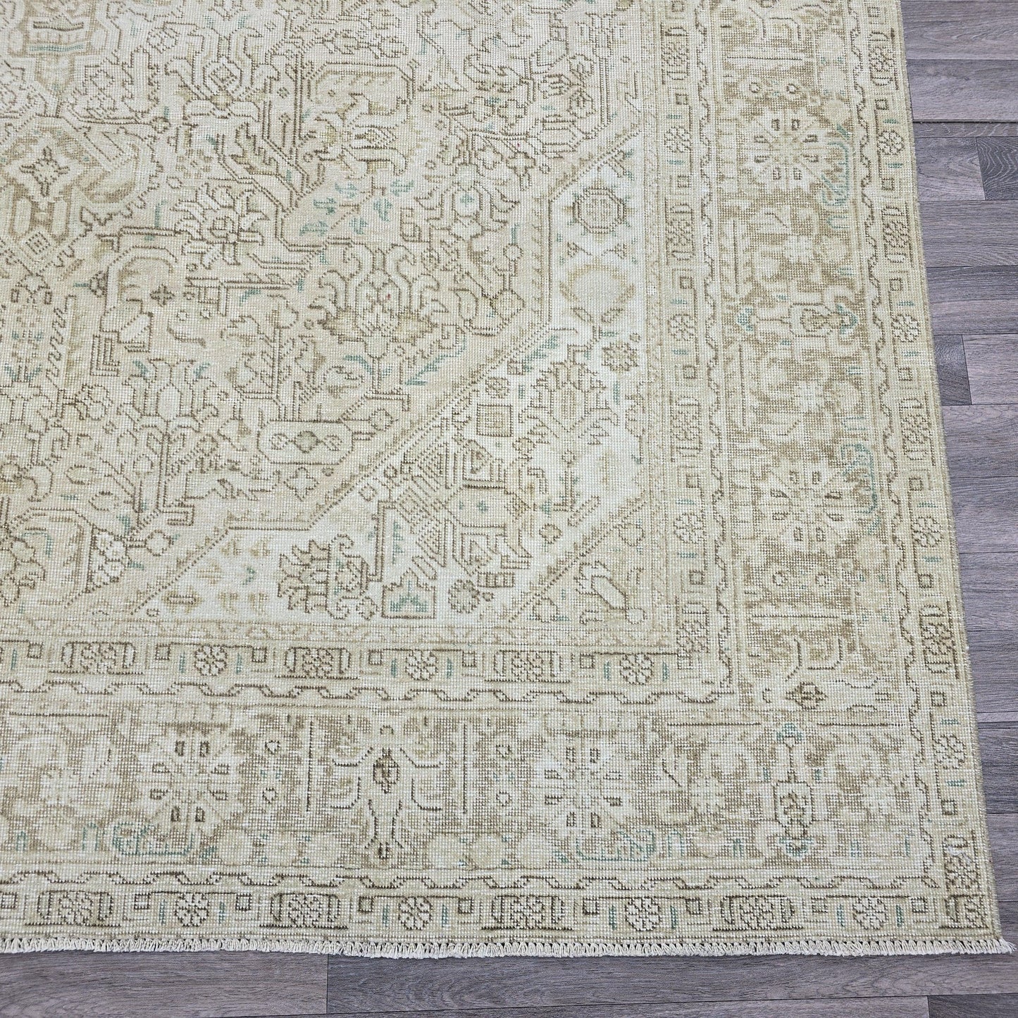 8x11 Vintage Oushak Rug: Hand-Knotted Wool, Neutral Oriental Design