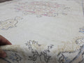 Turkish Rug 7x10 Vintage Cream Wool Area Rug Muted Pink Oushak Living Room Carpet