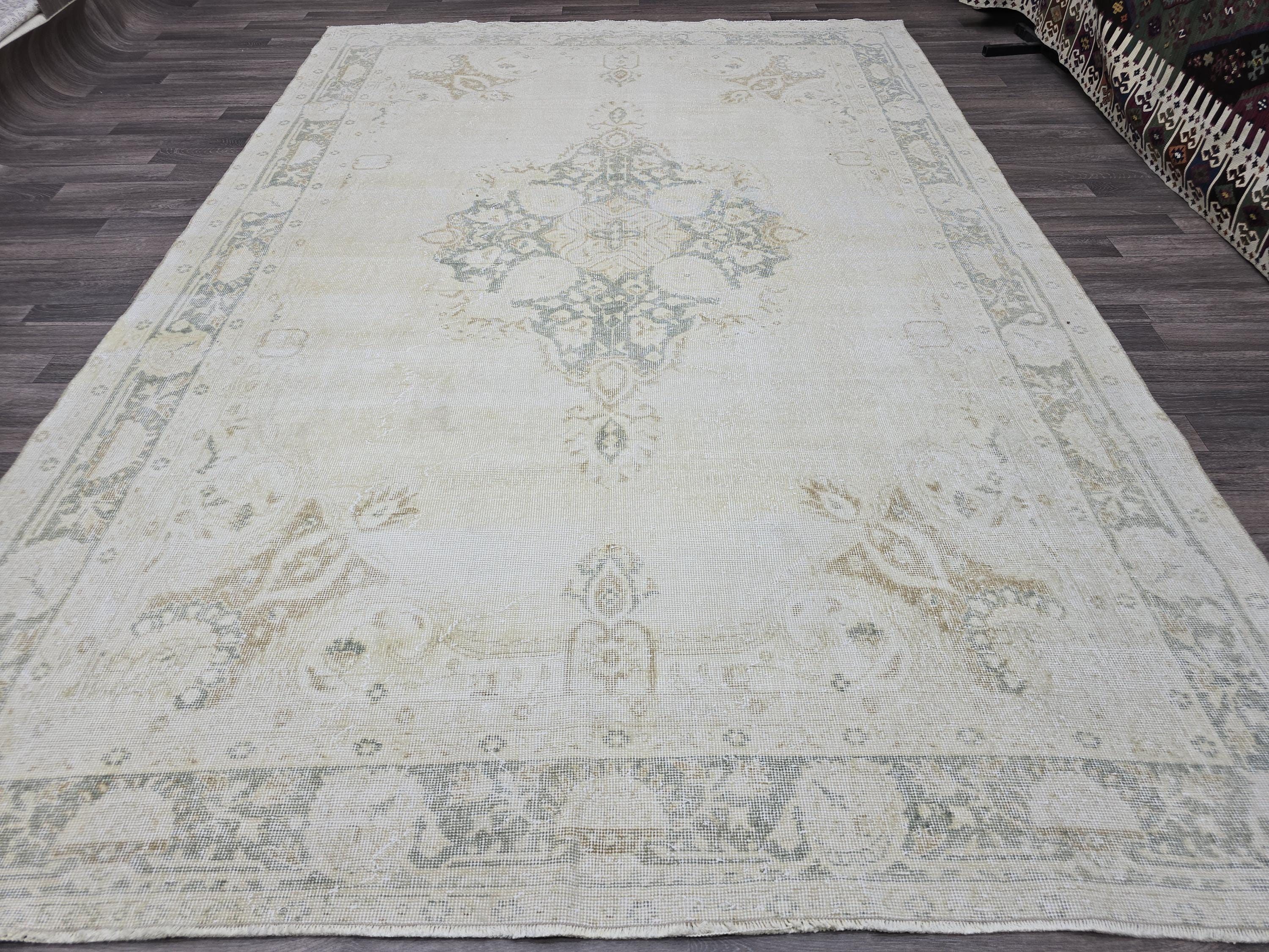 Turkish rug, 7 X 10.50 feet Area Rug, Hand Knotted  Rug, Faded  Rug, natural area rug, neutral rug, large area rug, boho rug, decor rug