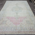 Antique Oushak Rug 7x10 Turkish Rug Handmade Wool Carpet Neutral Muted Area Rug For Living Room Bedroom Boho Home Decor