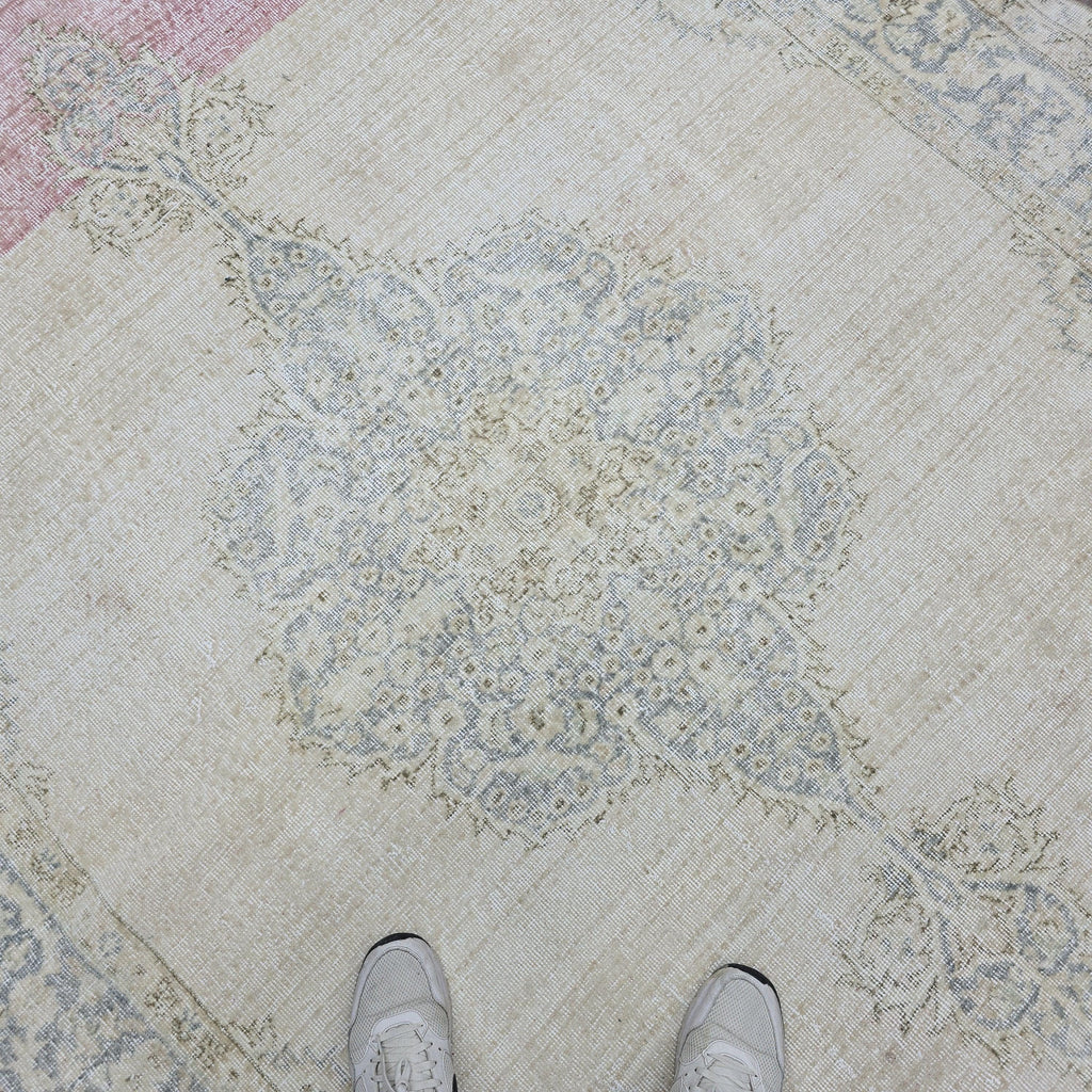 Antique Oushak Rug 7x10 Turkish Rug Handmade Wool Carpet Neutral Muted Area Rug For Living Room Bedroom Boho Home Decor