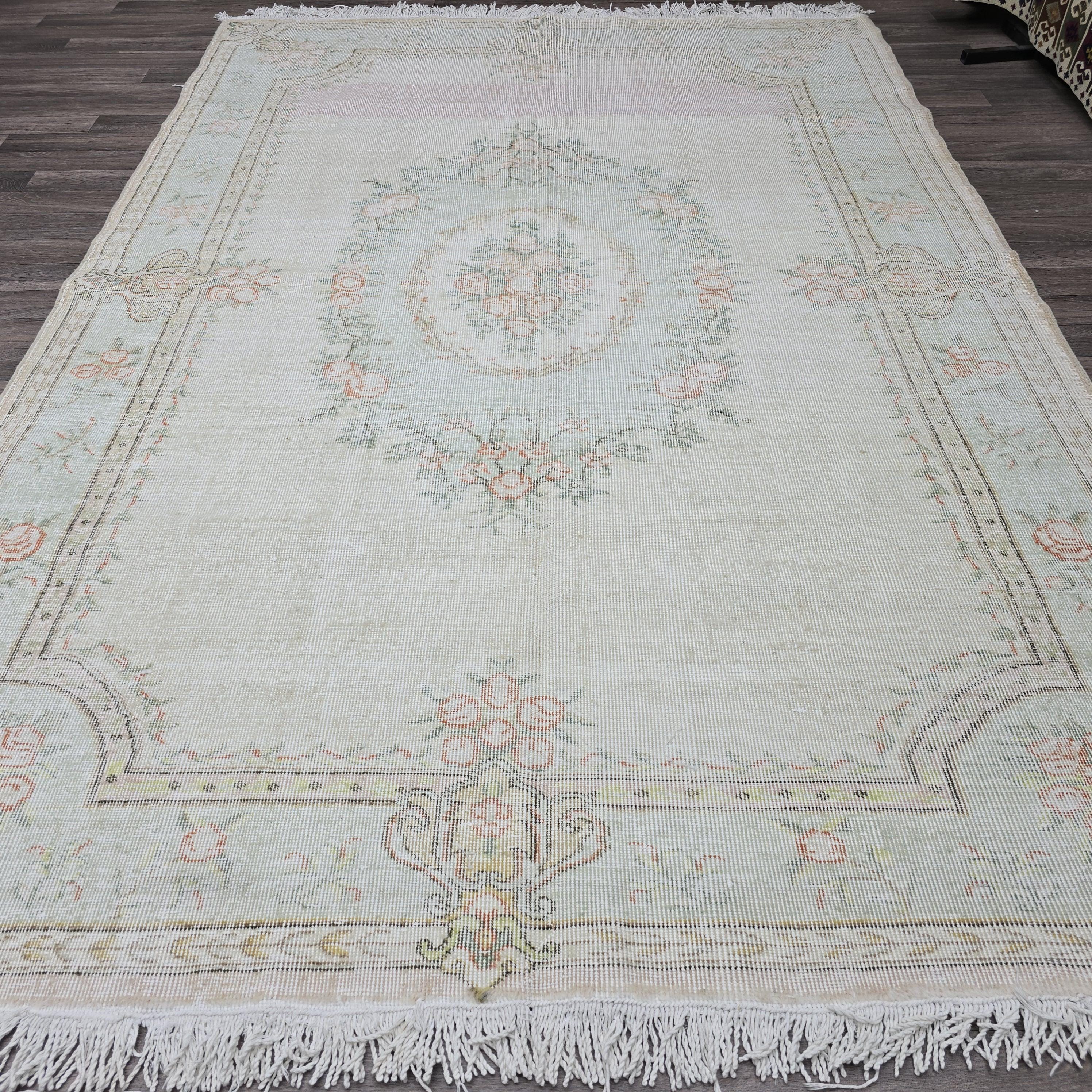 6x9 Vintage Handmade Turkish Rug | Authentic Wool Oushak Rug | Boho Decor Rug | Rug for Office and Lounge Room //6.40x9.30 feet