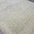 Oversize Neutral Oushak Rug: Hand-Knotted Wool Vintage Carpet (9.70x12.50 ft)