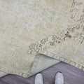 Hand-Knotted Neutral Oushak Rug 9x12: Vintage Wool Oriental Carpet
