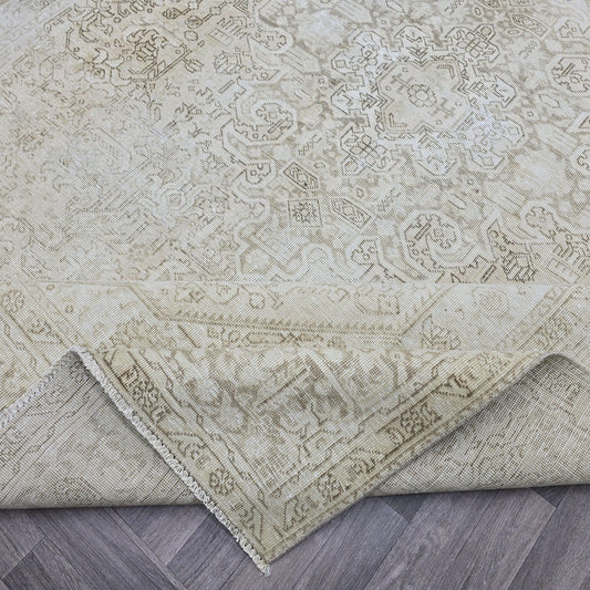 9x12 Neutral Area Rug/ Oversized Vintage Carpet/ Extra Large Natural Wool Rug for Livingroom/ Muted Turkish Oushak Rug //9.25x12.35 feet