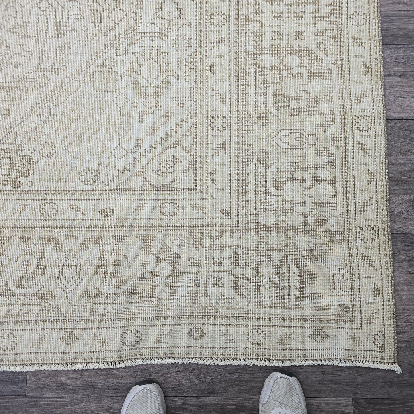 9x12 Hand Knotted Wool Oushak Area Rug/ Neutral Turkish Rug/ Oversize Antique Rug/ Tabriz Rug/ Boho Decor Rug/ Oriental Carpet /Cream Beige