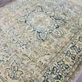 8x11 Oushak Rug: Neutral Turkish Vintage Wool Area Rug