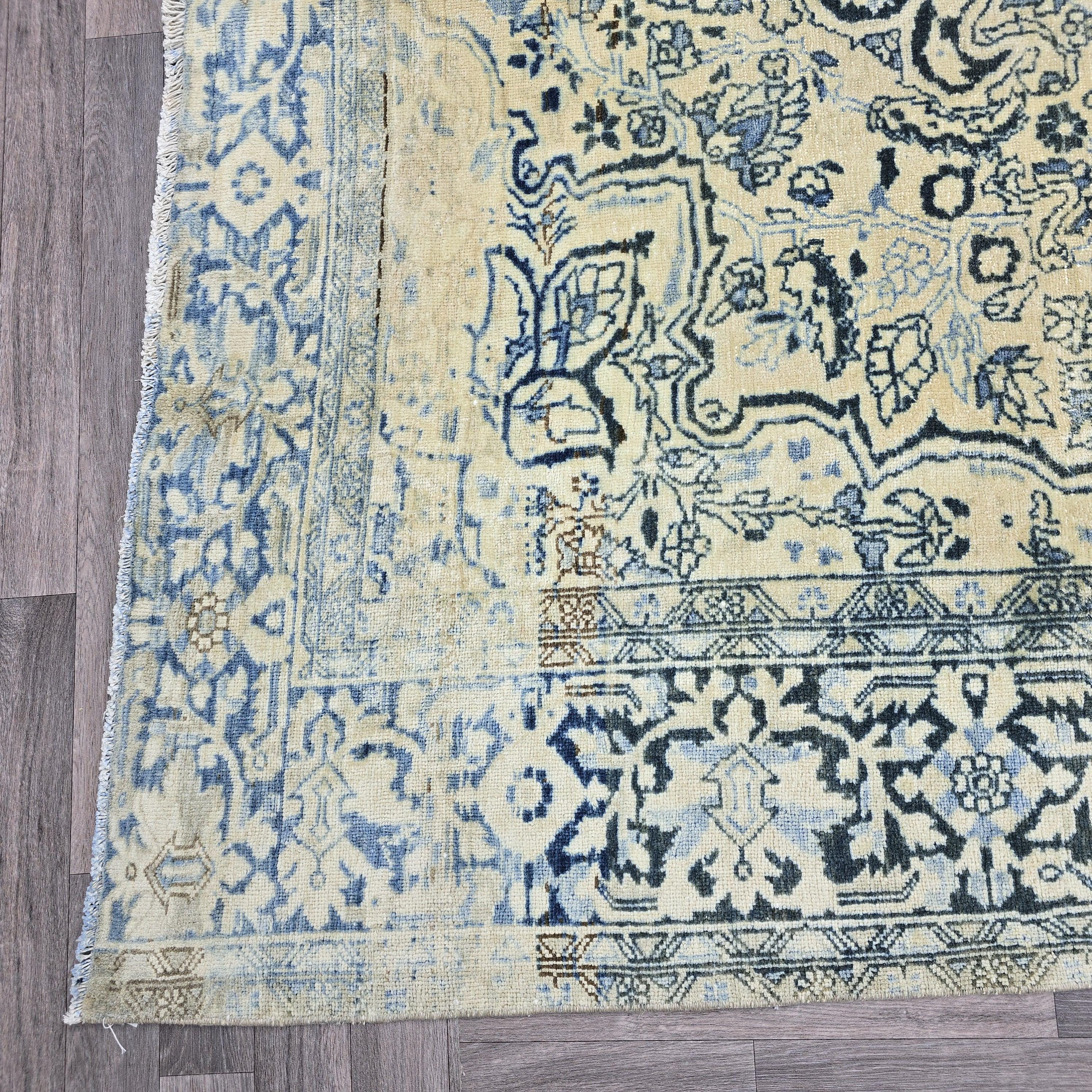 8x11 Oushak Rug: Neutral Turkish Vintage Wool Area Rug
