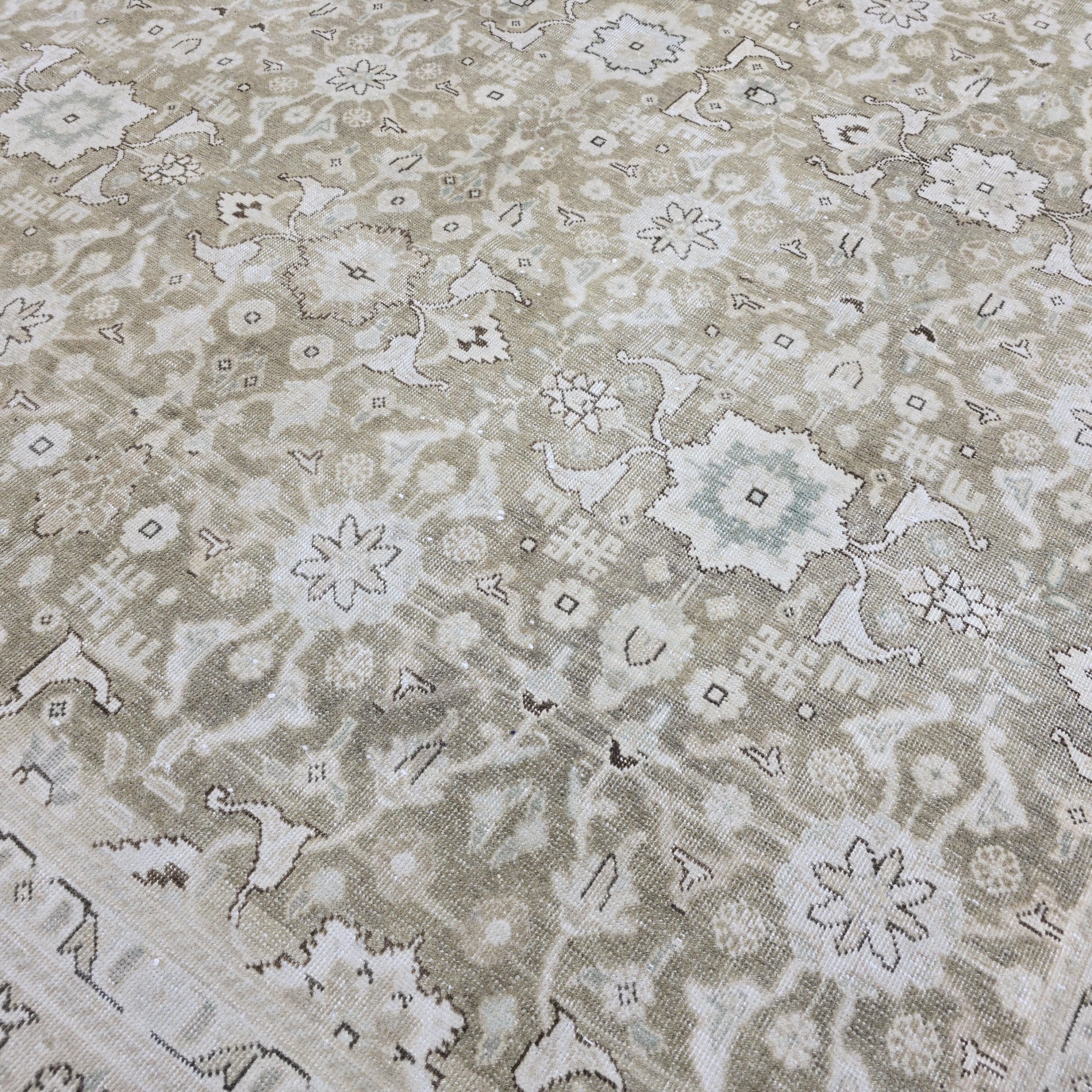 8x10 Vintage Turkish Oushak Rug: Handwoven Wool, Neutral Boho Decor